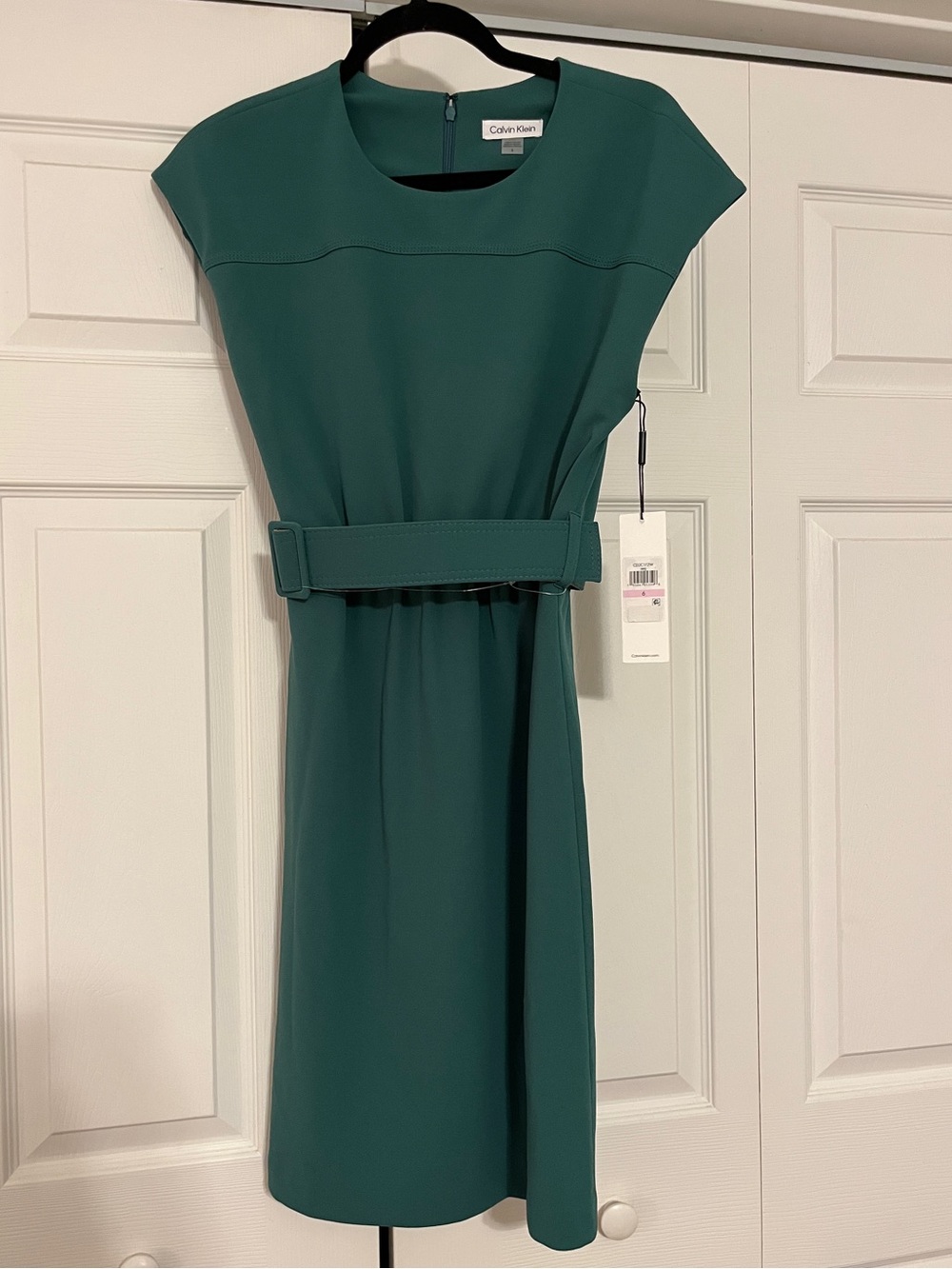 Calvin Klein Teal Belted Midi Dress